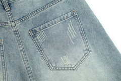 Retro Ripped Distressed Denim Shorts For Men