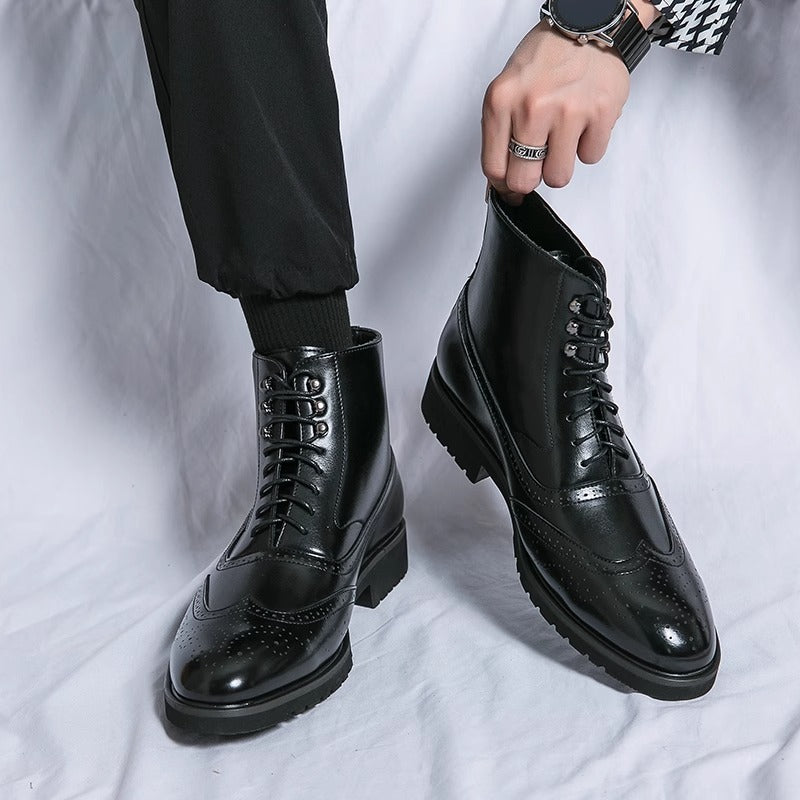 Men's Fashion Thick Sole Mid Top Work Boots