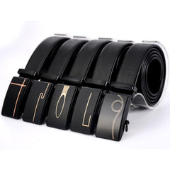 Men's Automatic Buckle Belt Mirror Acrylic Iron Button Business Casual Belt