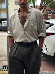 Striped Linen Button-Down Shirt