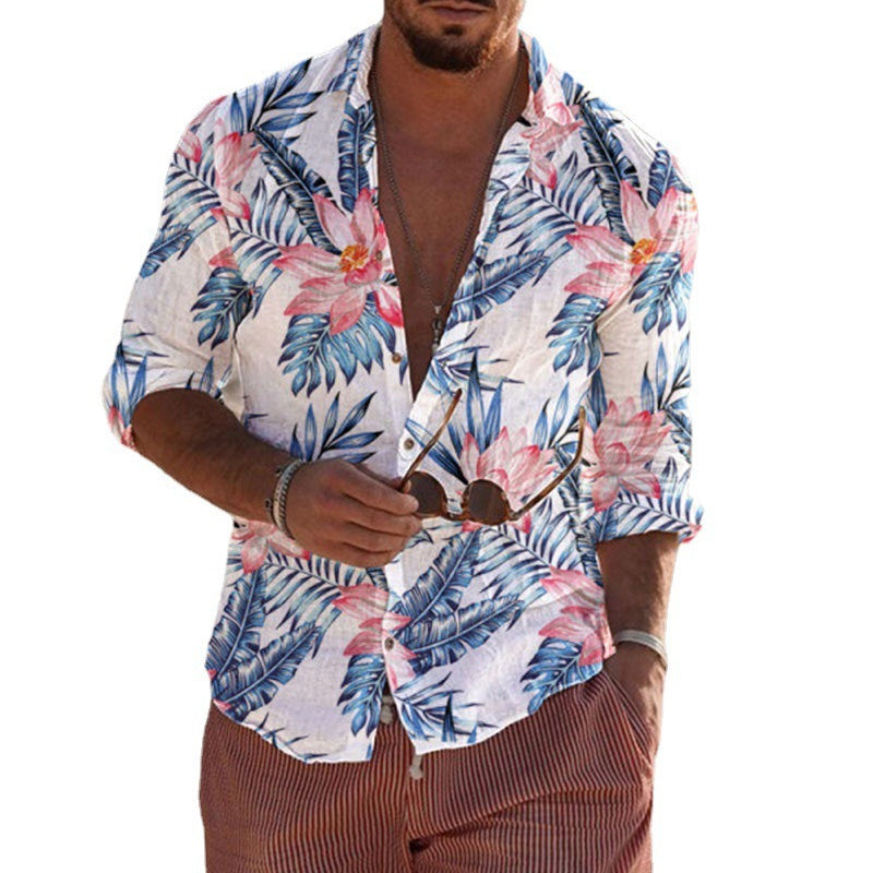Men's Printed Shirt Beach Style Long Sleeve
