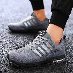Men’s Breathable Fly Woven Sneakers – Casual Air Cushion Running & Fitness Sports Shoes
