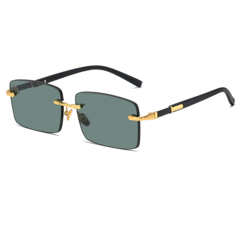 Sun Protection Fashion Rimless Crystal Travel Sunglasses For Men