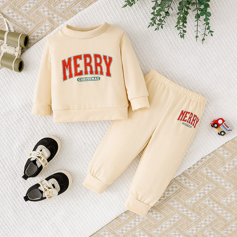 Baby Girls Christmas Outfit Set – “MERRY” Holiday Sweater & Pants (2-Piece)