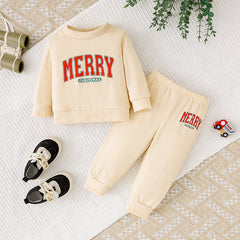Baby Girls Christmas Outfit Set – “MERRY” Holiday Sweater & Pants (2-Piece)
