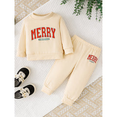 Baby Girls Christmas Outfit Set – “MERRY” Holiday Sweater & Pants (2-Piece)