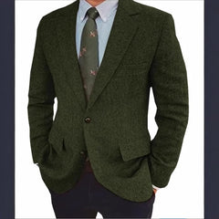 Men's Business Casual Herringbone Suit Jacket
