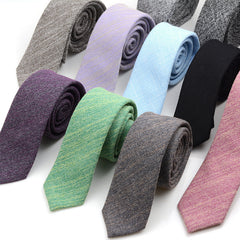 Solid Color Cotton And Linen Men's Casual Narrow Tie