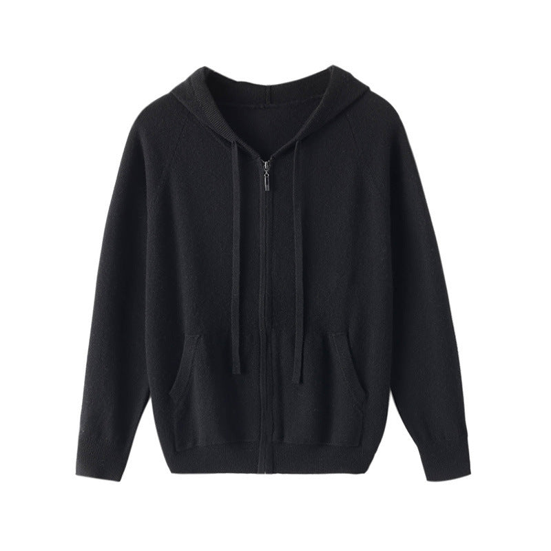 Hooded Casual Sweatshirt Knitted Cashmere Cardigan Zipper Men