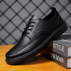 Men’s British Style Casual Leather Shoes – Lace-Up Design