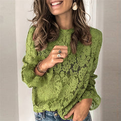 Elegant Hollow Lace Blouse for Women