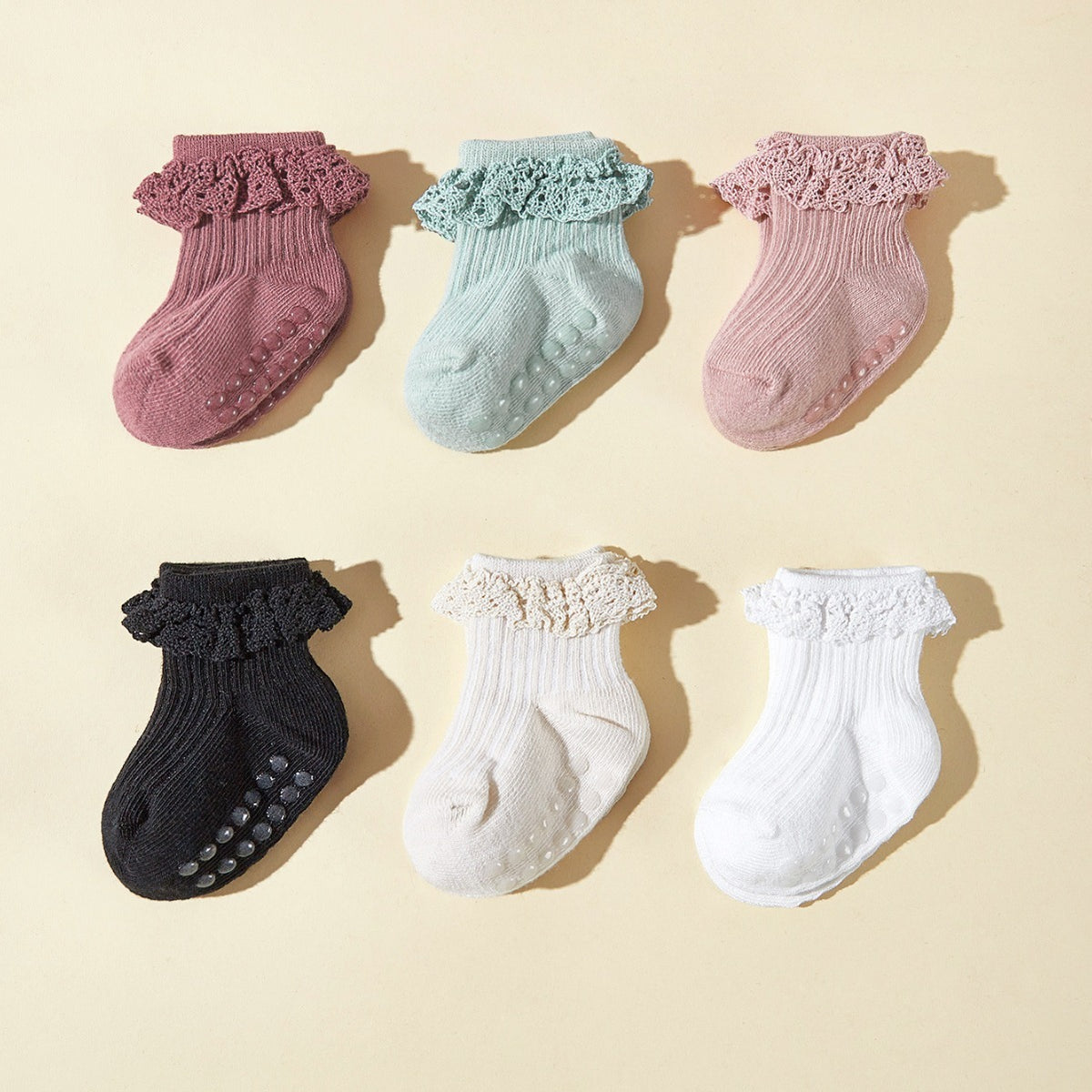 Spring And Summer 6 Pairs Baby  Girl Lace Socks Tube Socks