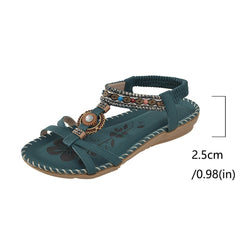 Stylish Beach Flat Handmade Beaded Rhinestone Sandals