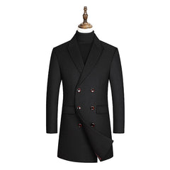 Men's Wool Mid-length Double-Breasted Jacket
