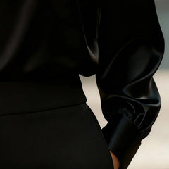 Women’s Elegant V-Neck Blouse Solid Color Long Sleeve Dress Shirt for Office & Casual Wear