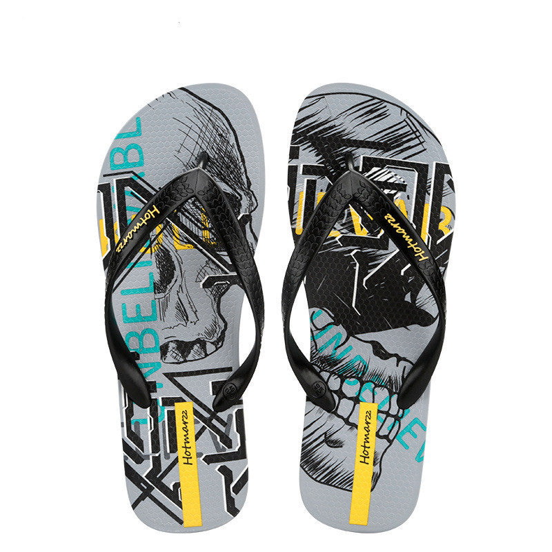Men’s Graffiti Flip-Flops – Summer Non-Slip Beach Slippers
