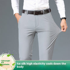 Men’s Casual Pants – High Elastic Cinnamon Ice Silk Soft Comfortable Trousers