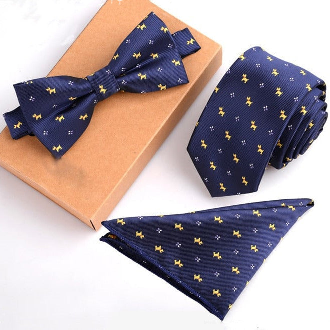 Men's Casual Dark Blue Business Tie Set