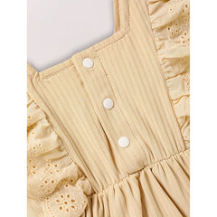 Baby Girl Summer Outfit – Solid Color Square Neck Bow Onesie with Matching Headband