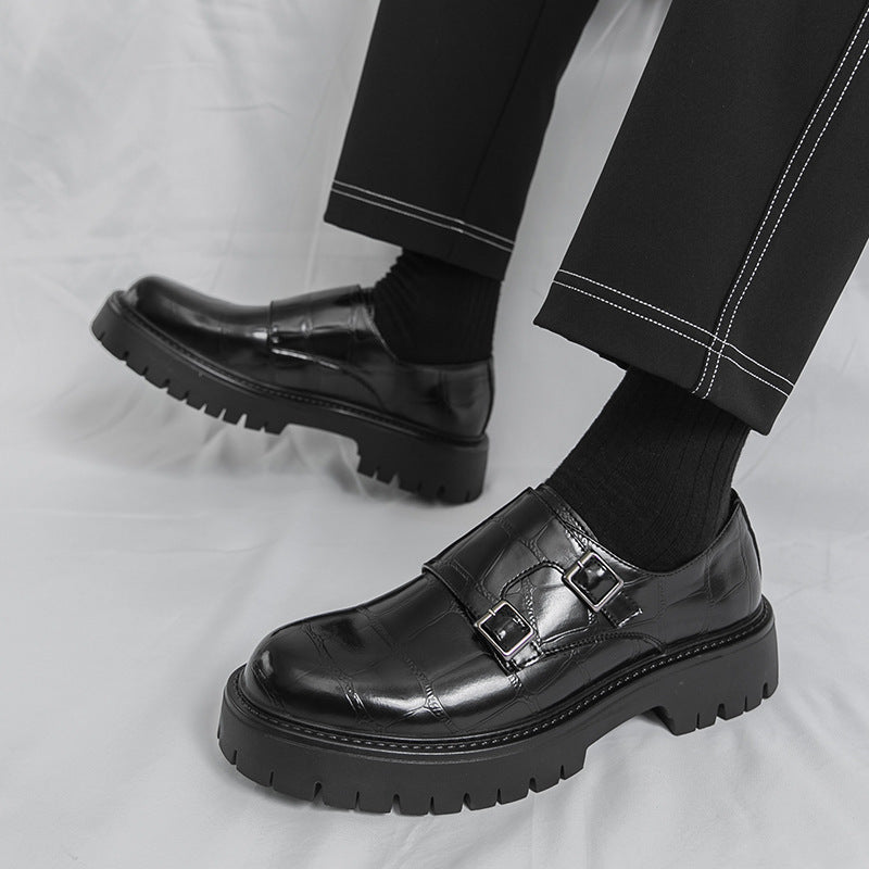 Men's Thick-Soled Horsebit Buckle Leather Loafers