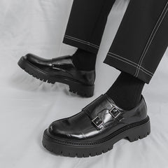 Men's Thick-Soled Horsebit Buckle Leather Loafers