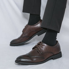 Men's Cowhide Leather Pointed Formal Wear Shoes